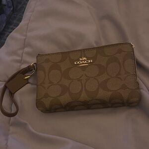 Coach Brown Double-Zip Wristlet